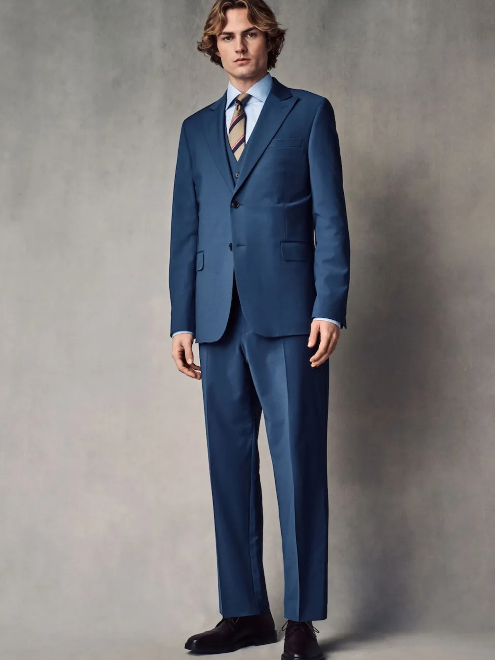 Blue Regular Fit Wool Blend Motionflex Waistcoat