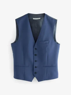 Blue Regular Fit Wool Blend Motionflex Waistcoat
