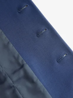 Blue Regular Fit Wool Blend Motionflex Waistcoat