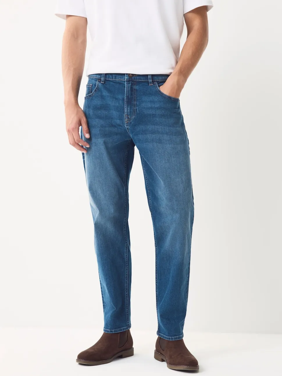 Blue Regular Tapered Fit Classic Stretch Jeans