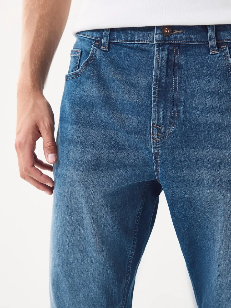 Blue Regular Tapered Fit Classic Stretch Jeans