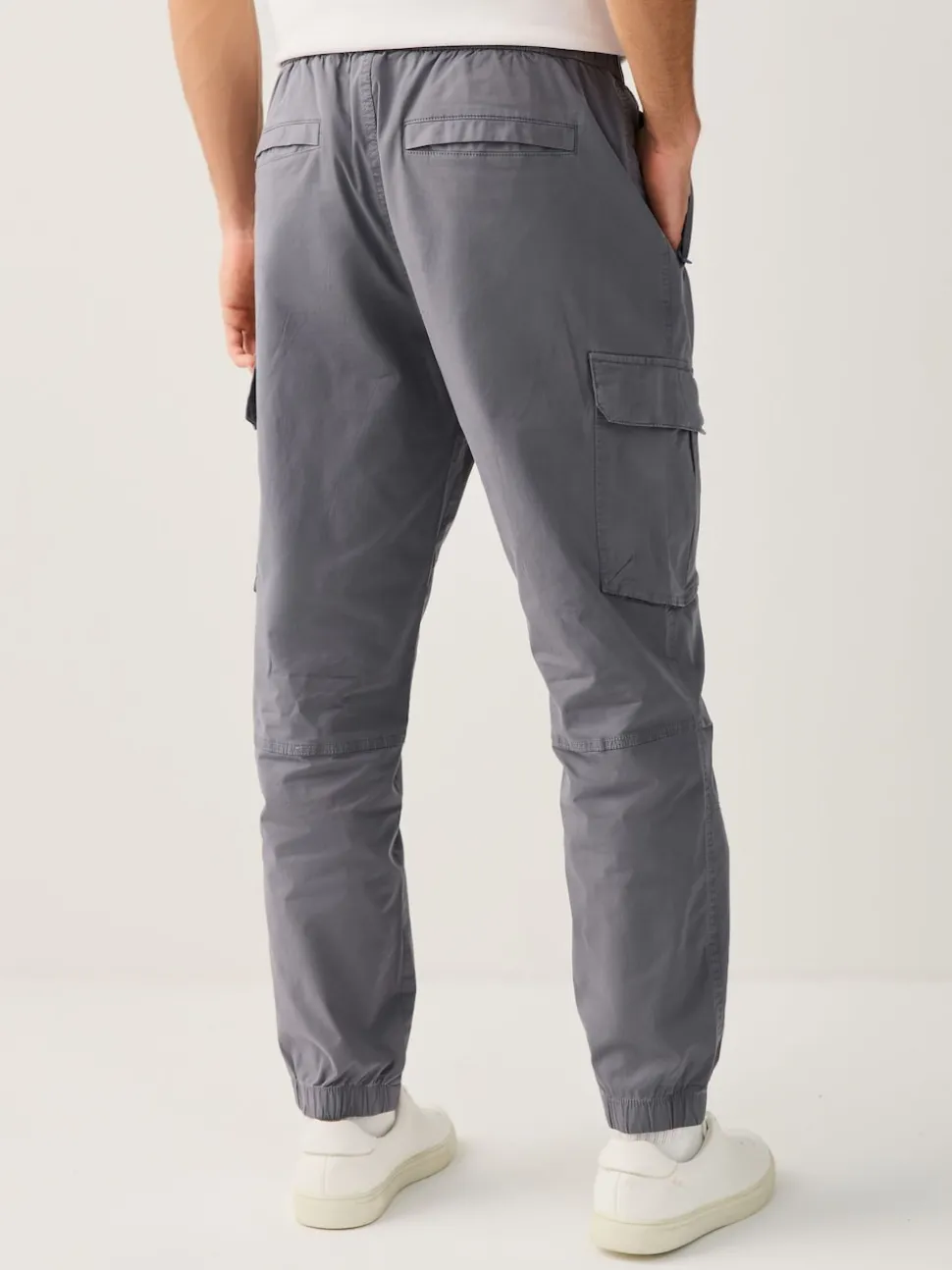 Blue Regular Tapered Fit Cotton Stretch Cargo Trousers