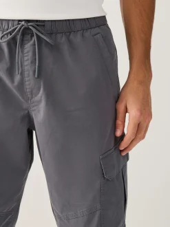 Blue Regular Tapered Fit Cotton Stretch Cargo Trousers