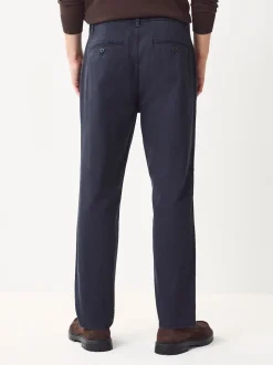 Blue Regular Tapered Fit Single Pleated Stretch Chinos Trousers