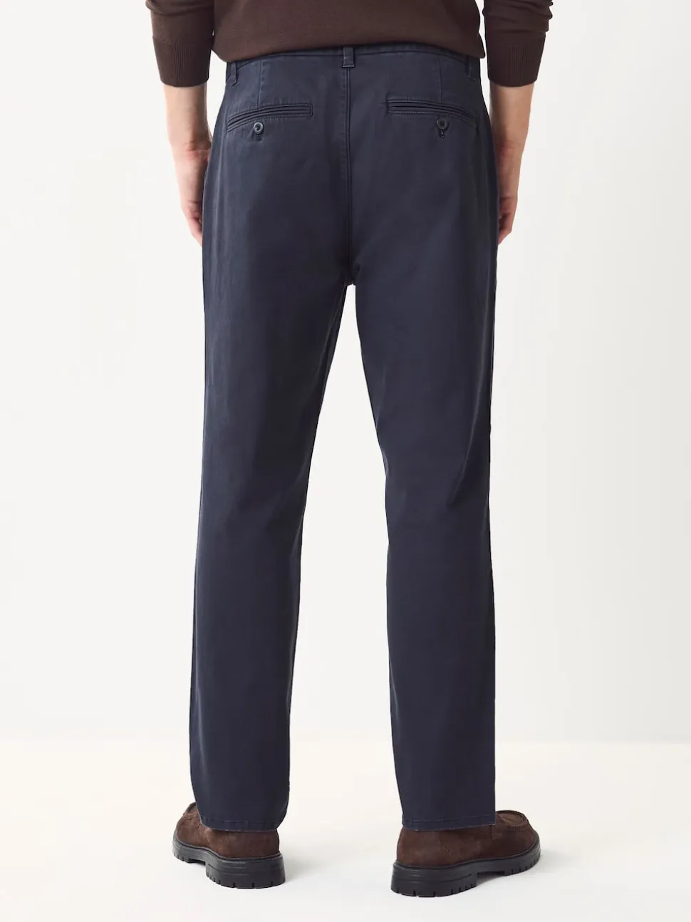Blue Regular Tapered Fit Single Pleated Stretch Chinos Trousers