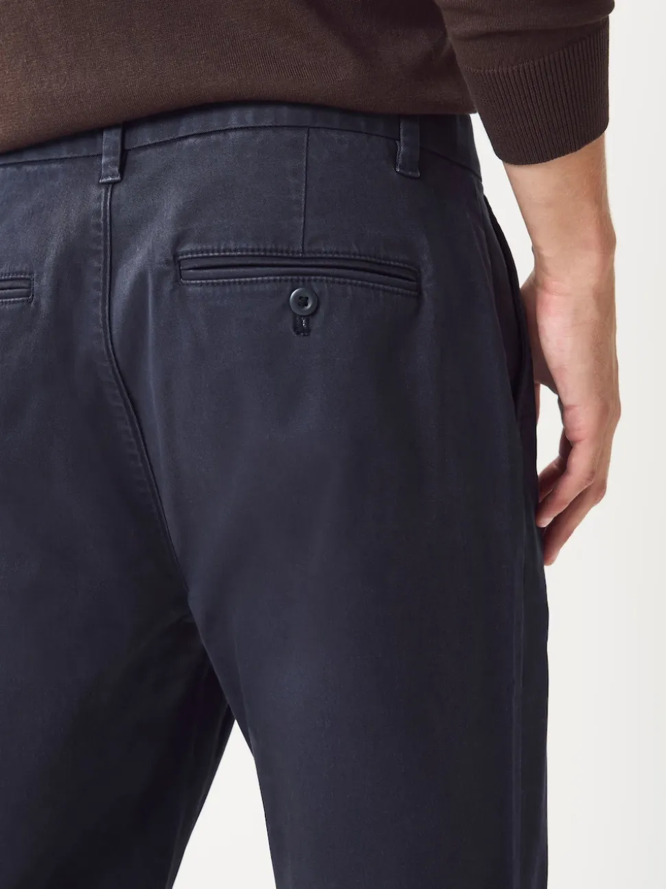 Blue Regular Tapered Fit Single Pleated Stretch Chinos Trousers