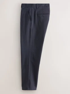 Blue Regular Tapered Fit Single Pleated Stretch Chinos Trousers