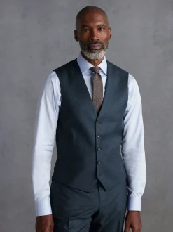 Blue Signature Zignone Italian Wool Cashmere Blend Flannel Suit Waistcoat