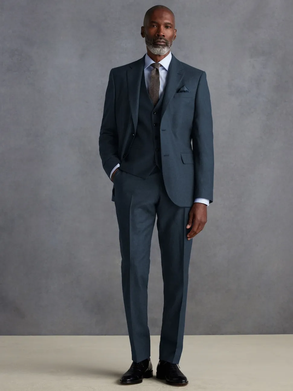 Blue Signature Zignone Italian Wool Cashmere Blend Flannel Suit Waistcoat
