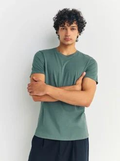 Blue Slim Fit 100% Cotton Layering T-Shirts 5 Pack
