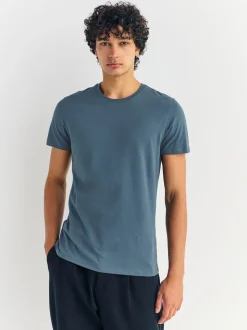 Blue Slim Fit 100% Cotton Layering T-Shirts 5 Pack