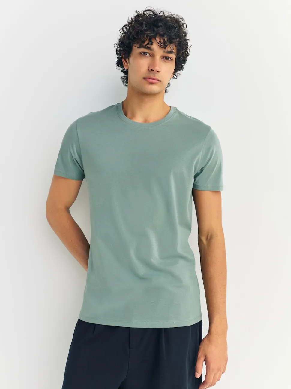 Blue Slim Fit 100% Cotton Layering T-Shirts 5 Pack