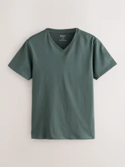 Blue Slim Fit 100% Cotton V-Neck Layering T-Shirts 5 Pack
