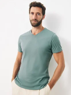 Blue Slim Fit 100% Cotton V-Neck Layering T-Shirts 5 Pack