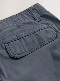 Blue Slim Fit Cotton Stretch Cargo Trousers