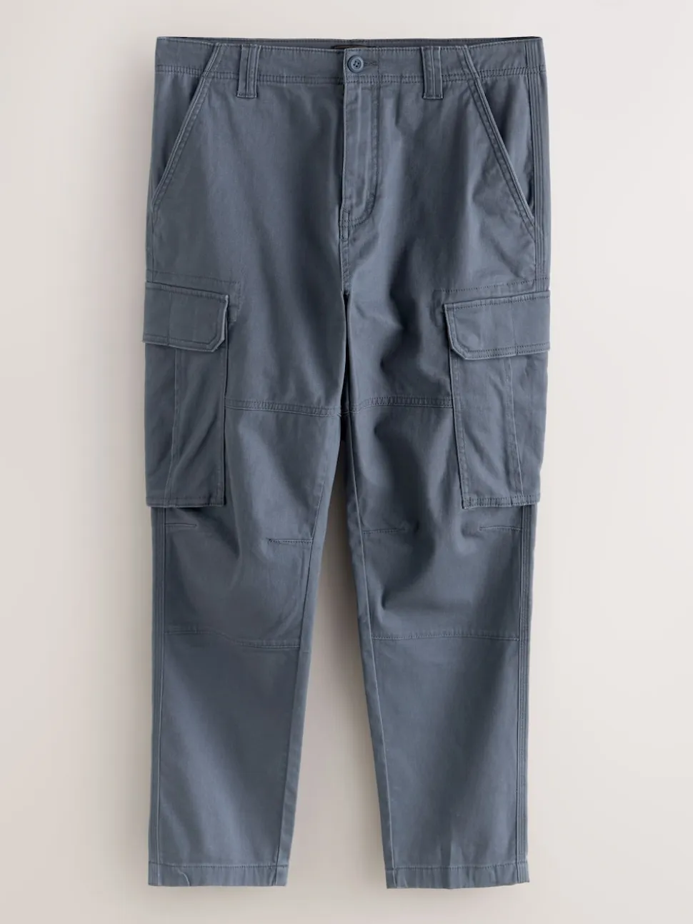 Blue Slim Fit Cotton Stretch Cargo Trousers