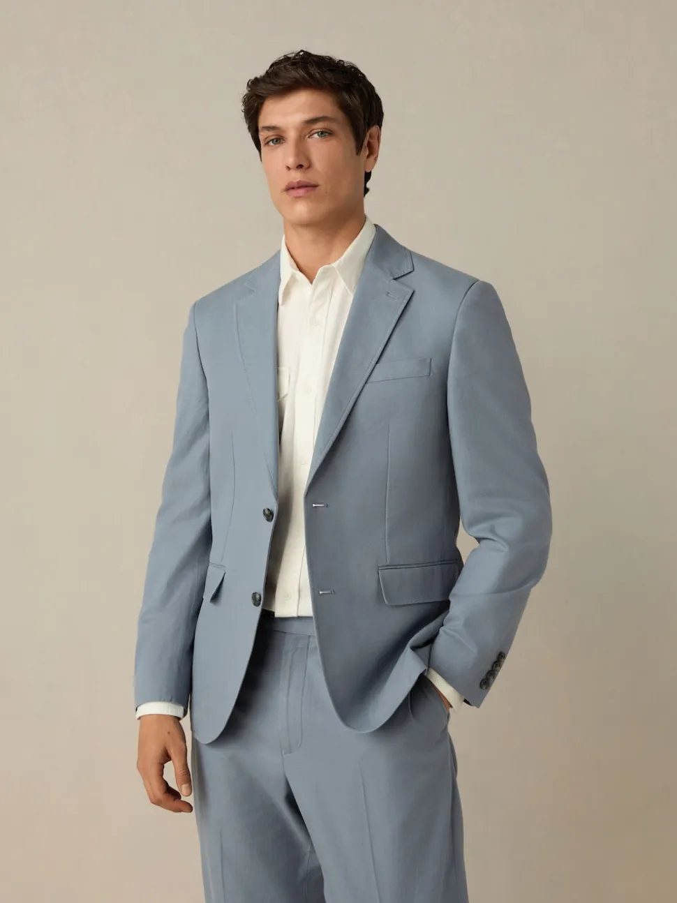 Blue Slim Fit Cotton TENCEL™ Suit Jacket