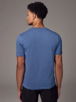 Blue Slim Fit Essential Crew Neck Cotton T-Shirt