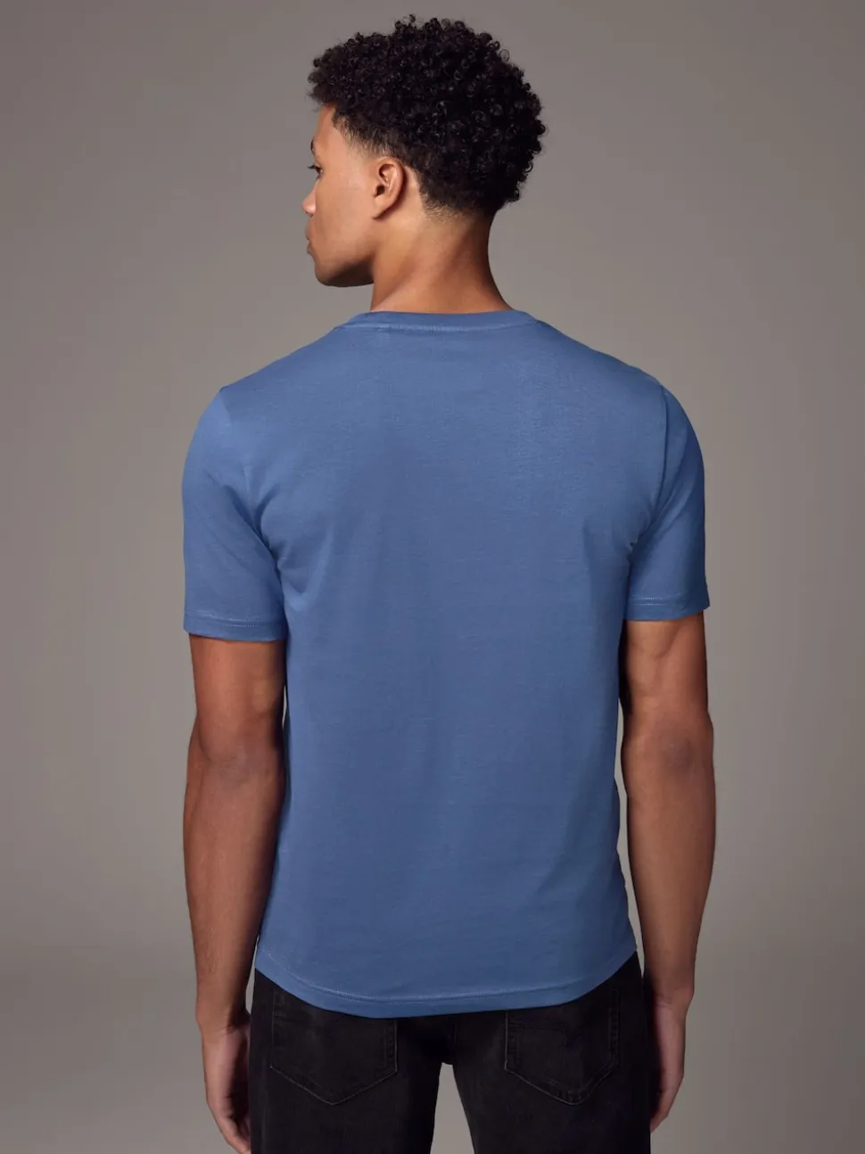 Blue Slim Fit Essential Crew Neck Cotton T-Shirt