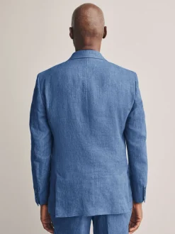 Blue Slim Fit Leomaster Italian 100% Linen Suit Jacket