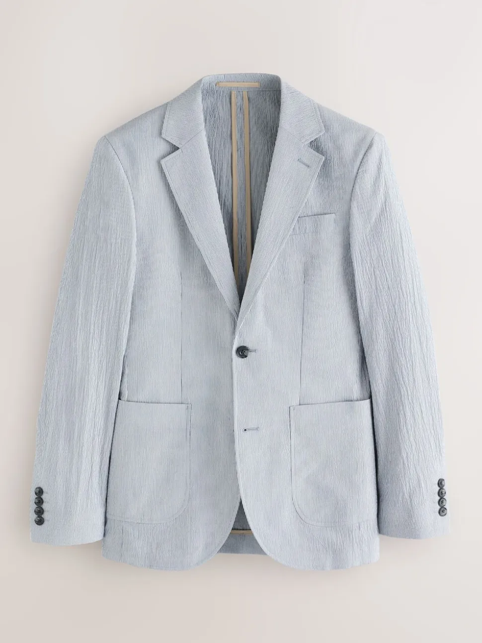 Blue Slim Fit Seersucker Stripe Suit Jacket