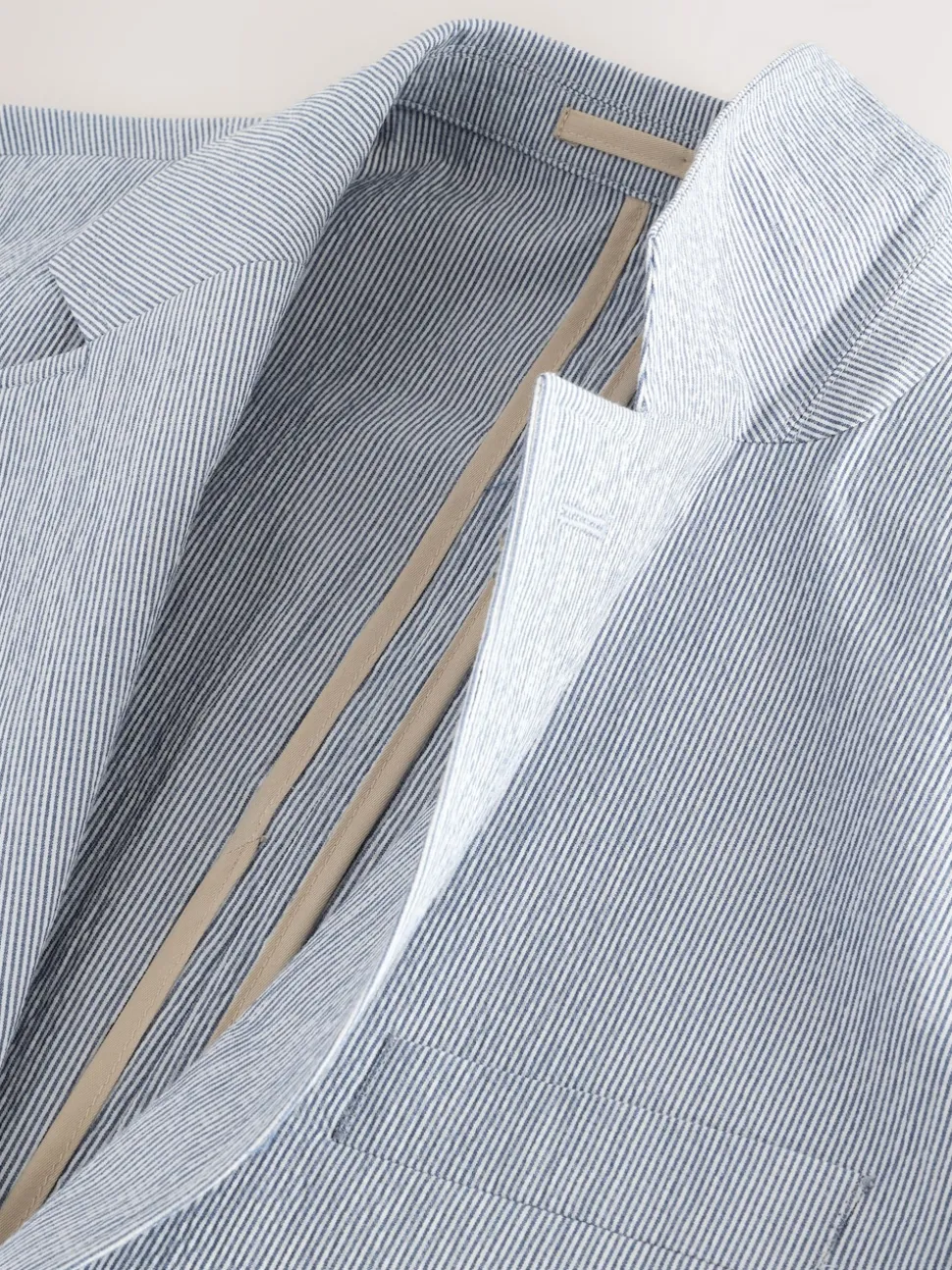 Blue Slim Fit Seersucker Stripe Suit Jacket