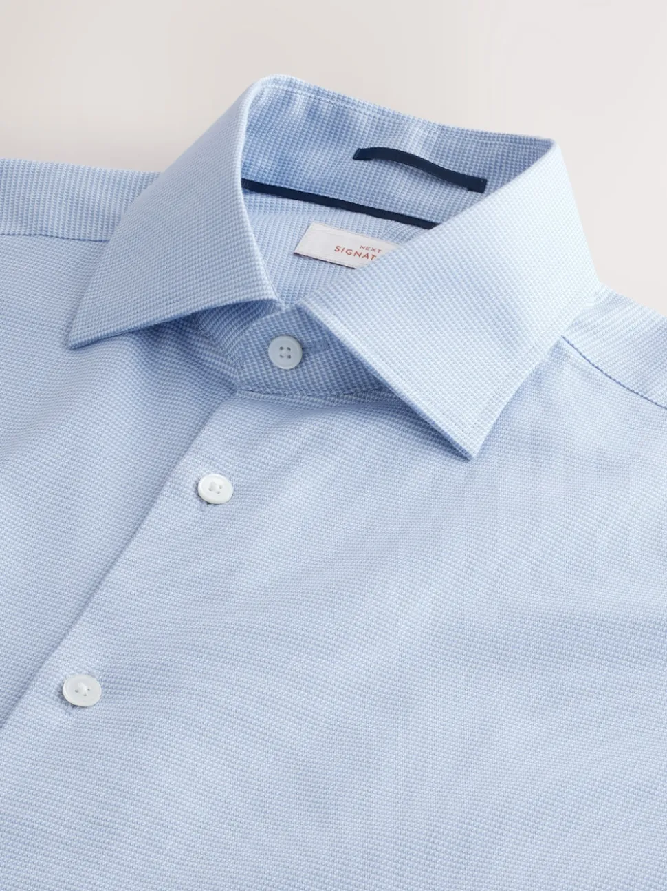 Blue Slim Fit Signature 100% Cotton with Textured Smart Shirt