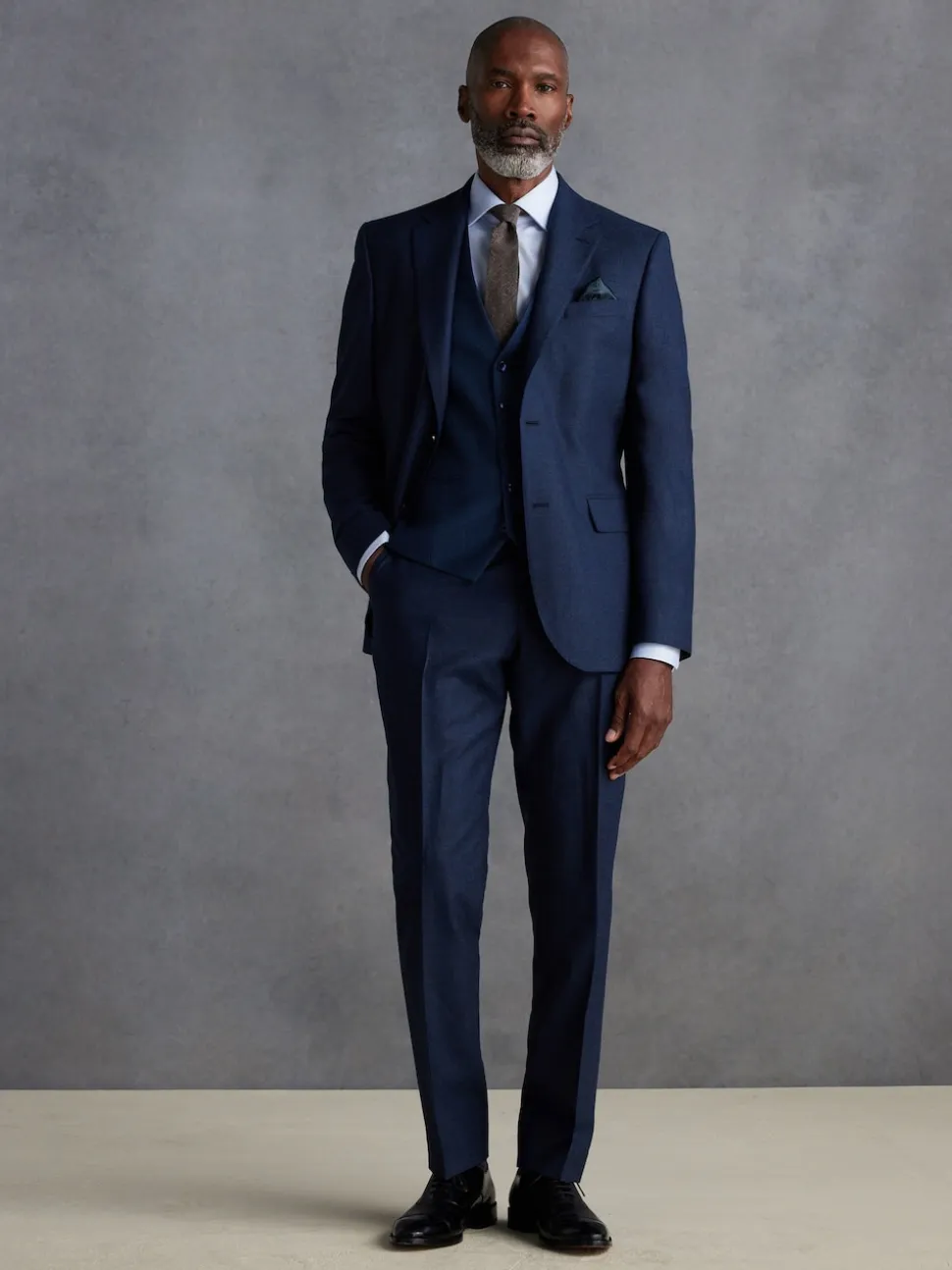 Blue Slim Fit Signature Zignone Italian Wool Cashmere Blend Flannel Suit Trousers