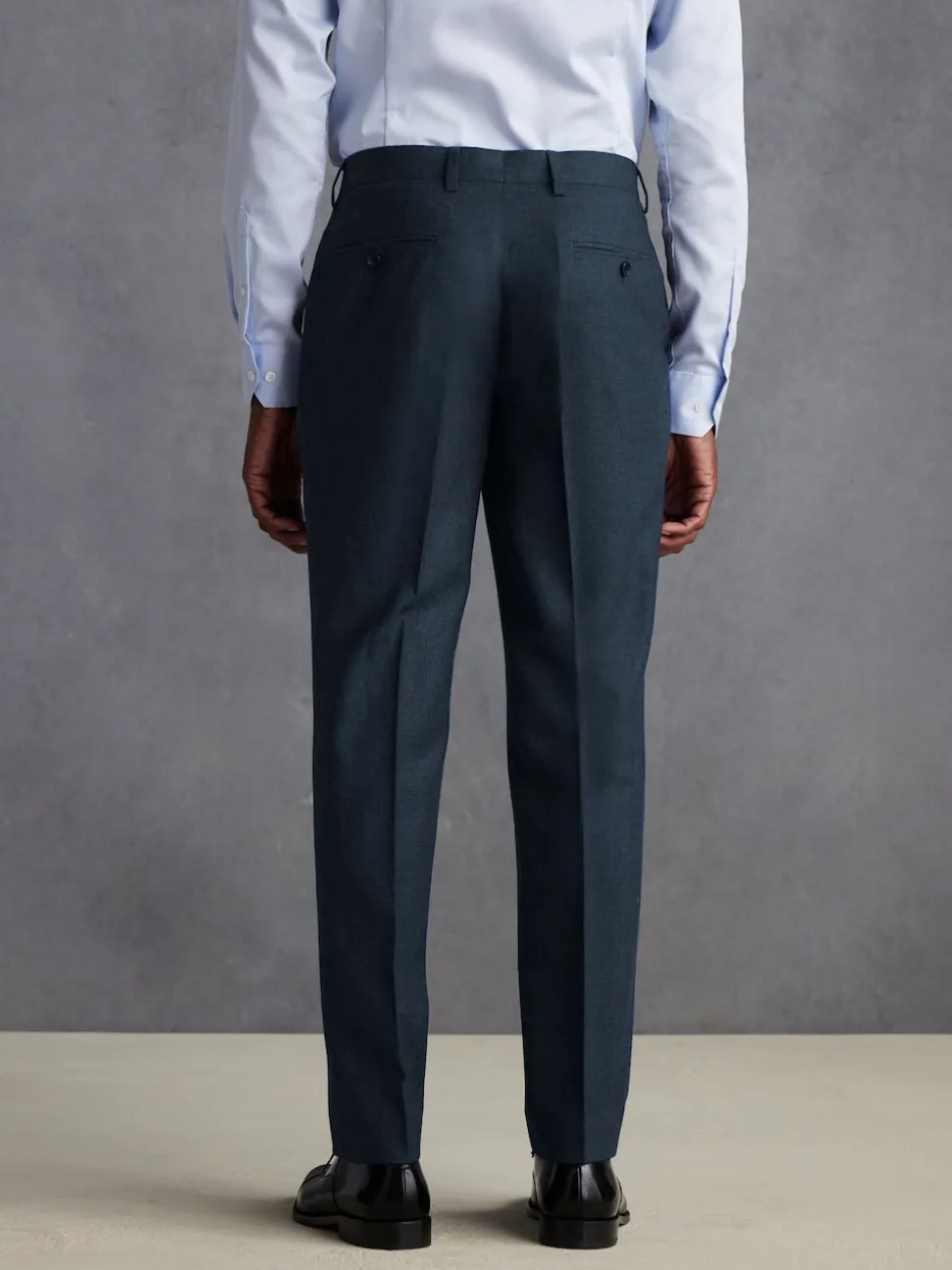 Blue Slim Fit Signature Zignone Italian Wool Cashmere Blend Flannel Suit Trousers