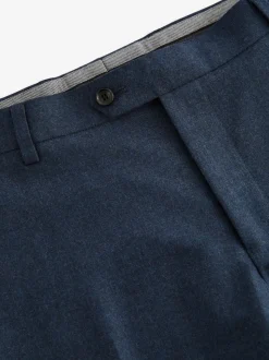 Blue Slim Fit Signature Zignone Italian Wool Cashmere Blend Flannel Suit Trousers
