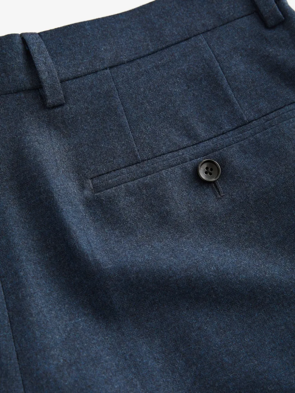 Blue Slim Fit Signature Zignone Italian Wool Cashmere Blend Flannel Suit Trousers