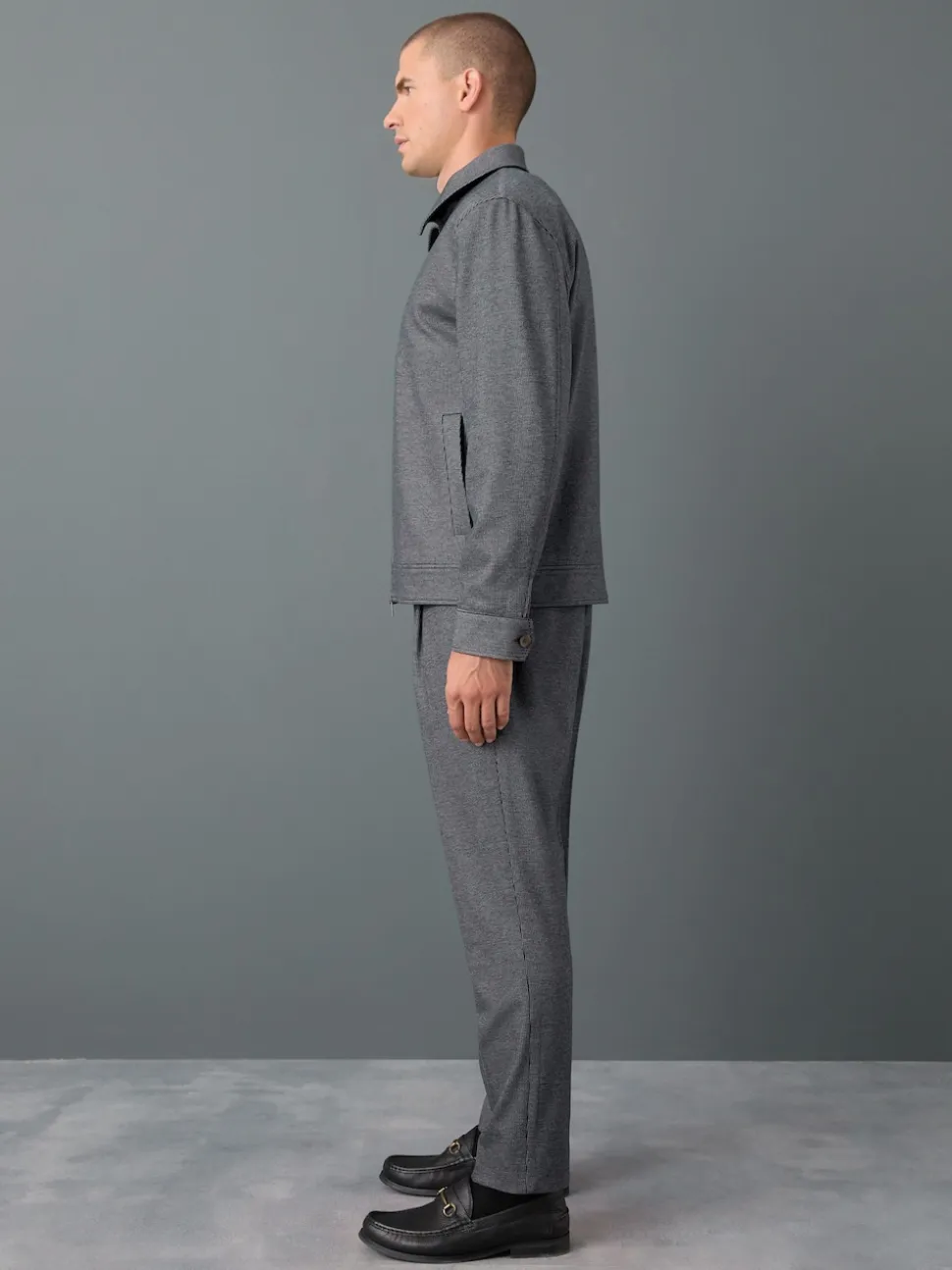 Blue Slim Fit Smart Elasticated Back Textured Trousers with Stretch