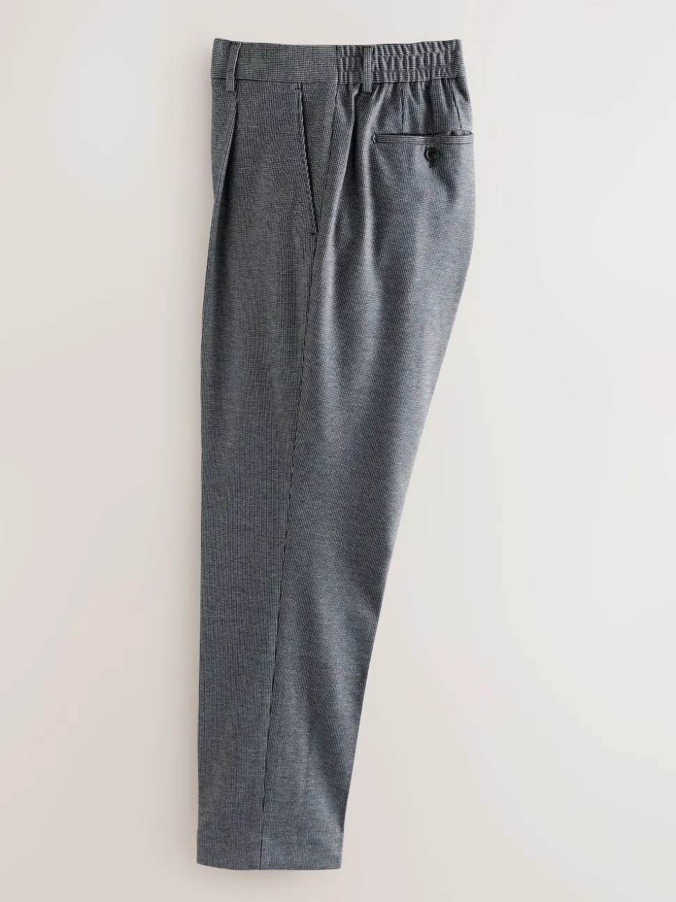 Blue Slim Fit Smart Elasticated Back Textured Trousers with Stretch