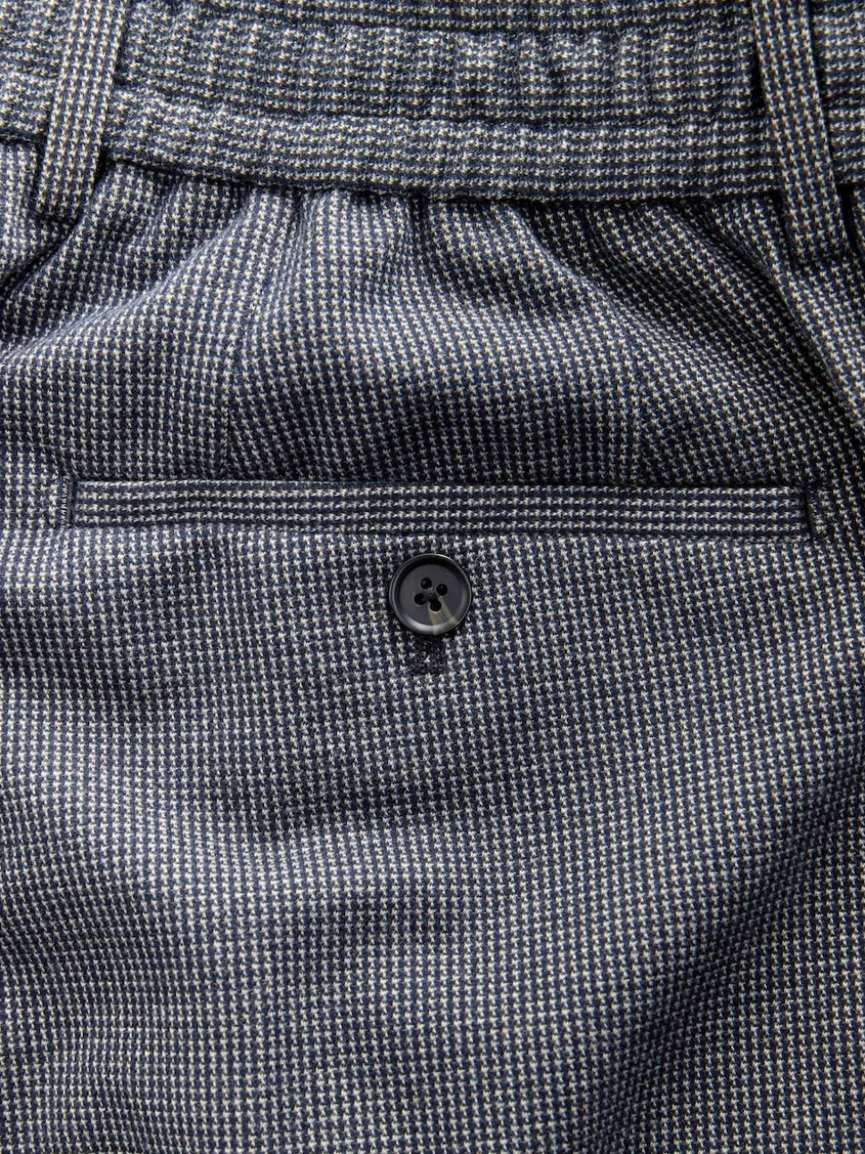 Blue Slim Fit Smart Elasticated Back Textured Trousers with Stretch