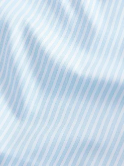 Blue Slim Fit Stripe Easy care Textured Trimmed Shirt