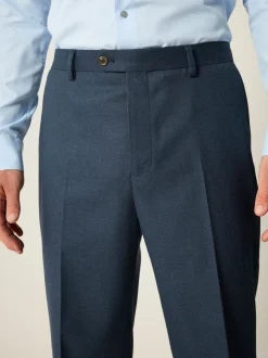 Blue Slim Fit Textured Flannel Suit Trousers