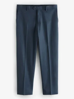 Blue Slim Fit Textured Flannel Suit Trousers