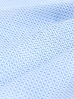 Blue Slim Fit Textured Long Sleeve Formal Shirt with Trim
