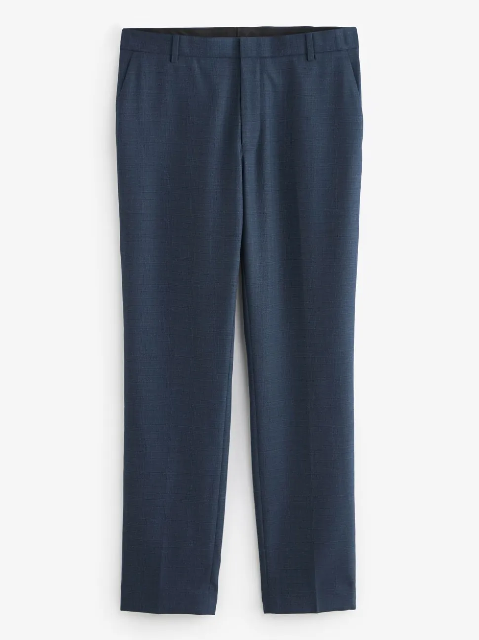 Blue Slim Fit Textured Wool Blend Suit Trousers
