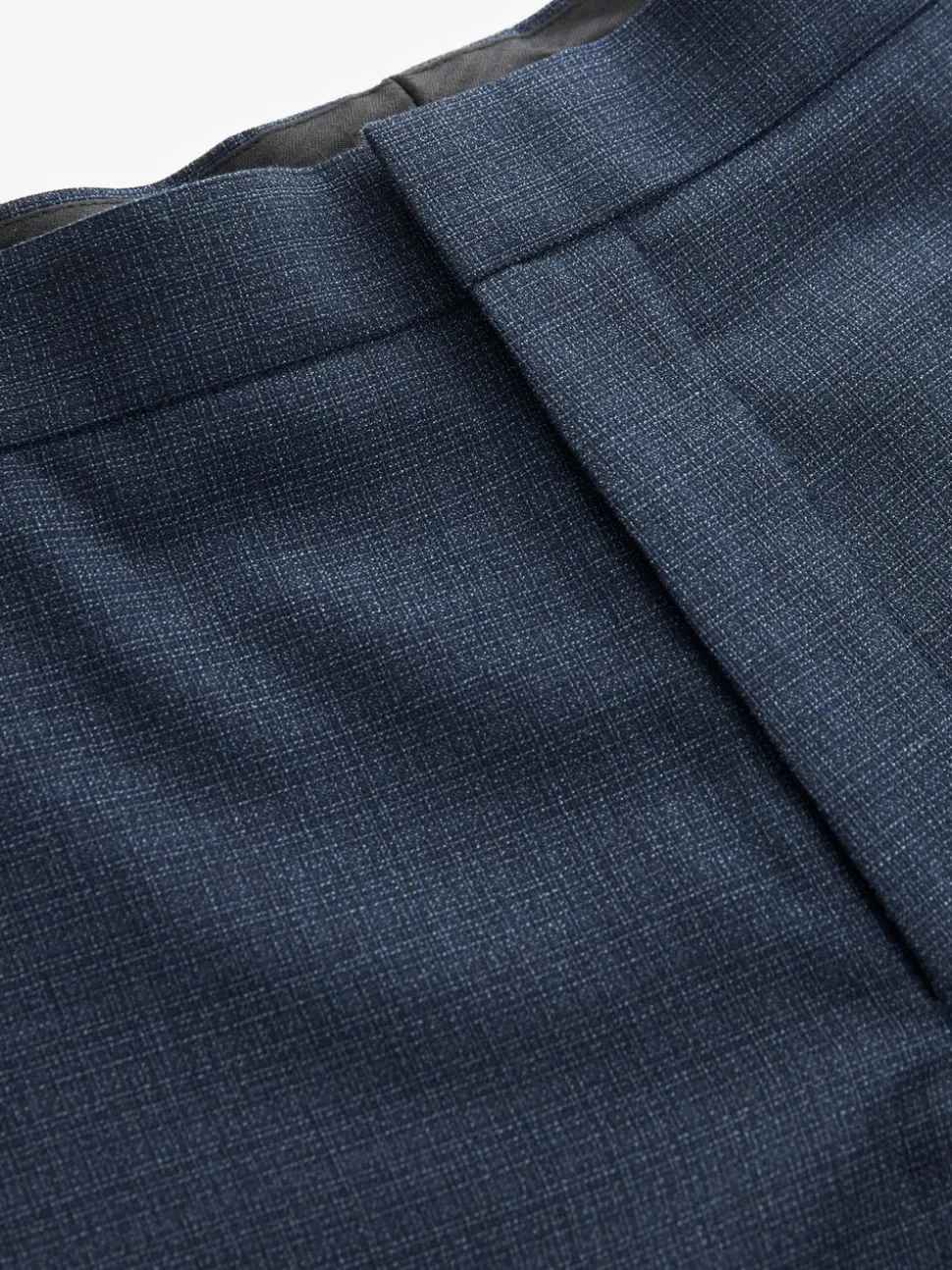 Blue Slim Fit Textured Wool Blend Suit Trousers