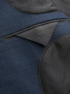 Blue Slim Fit Textured Wool Blend Suit Jacket