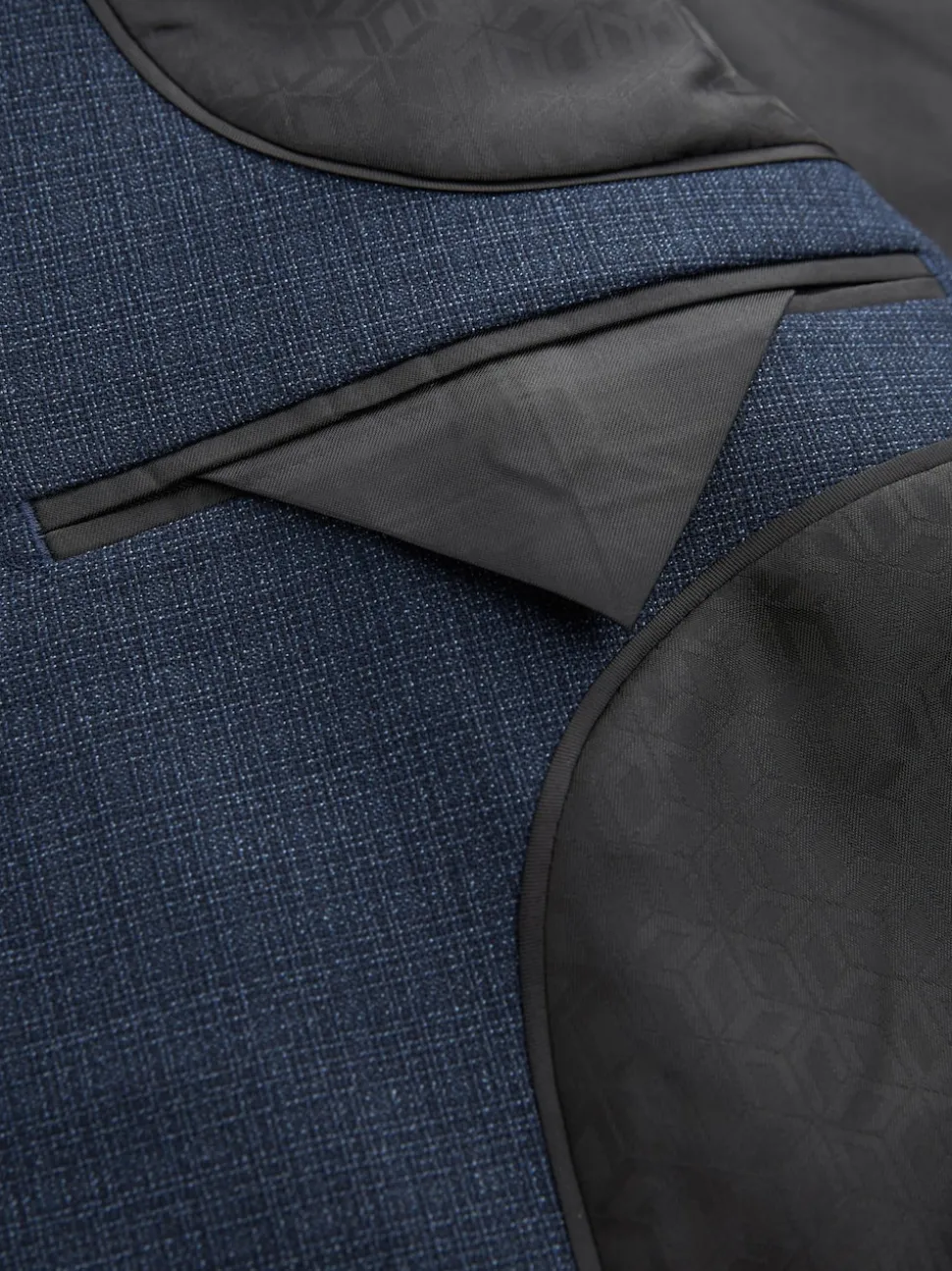 Blue Slim Fit Textured Wool Blend Suit Jacket