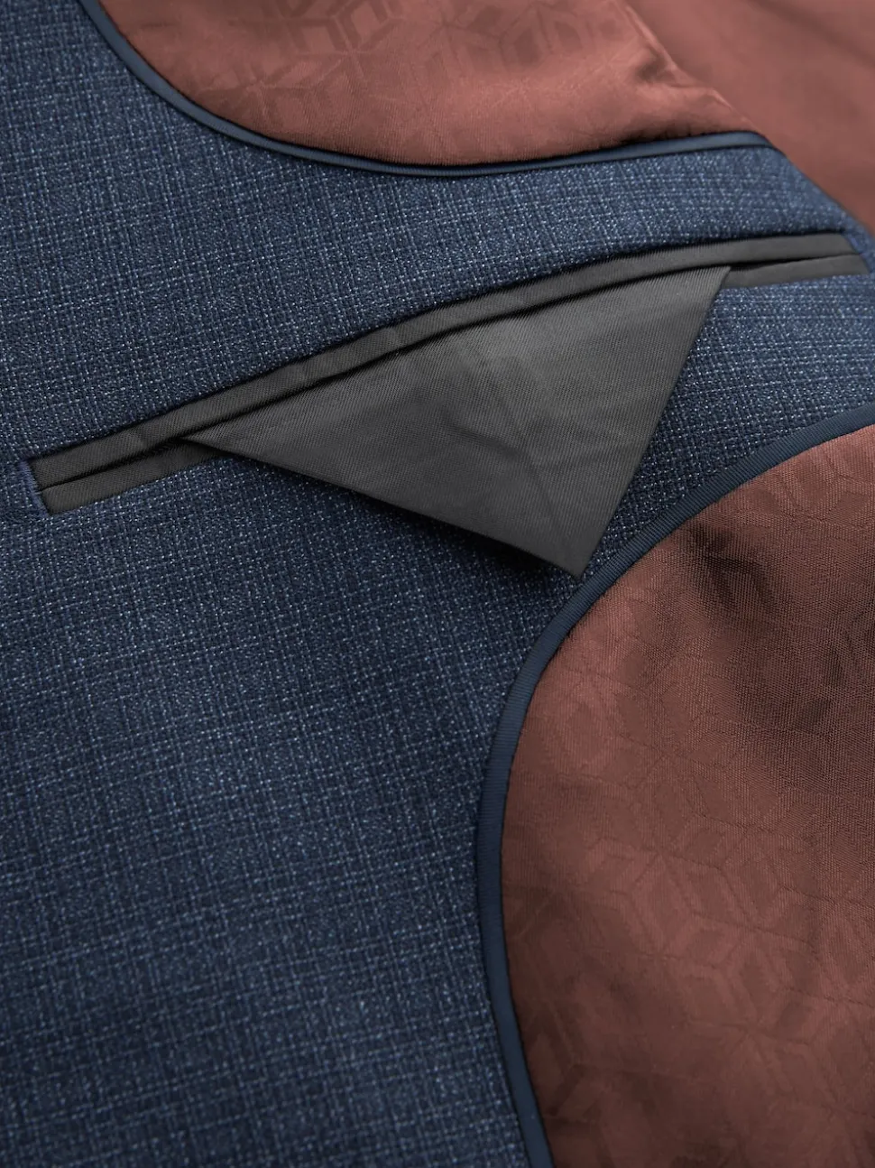Blue Slim Fit Textured Wool Blend Suit Jacket