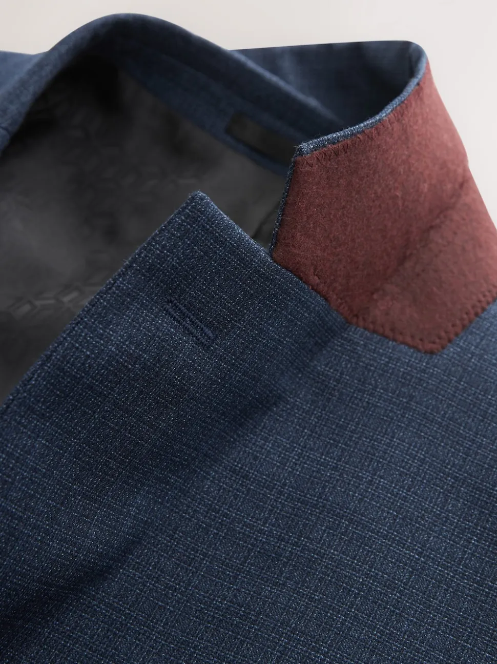 Blue Slim Fit Textured Wool Blend Suit Jacket