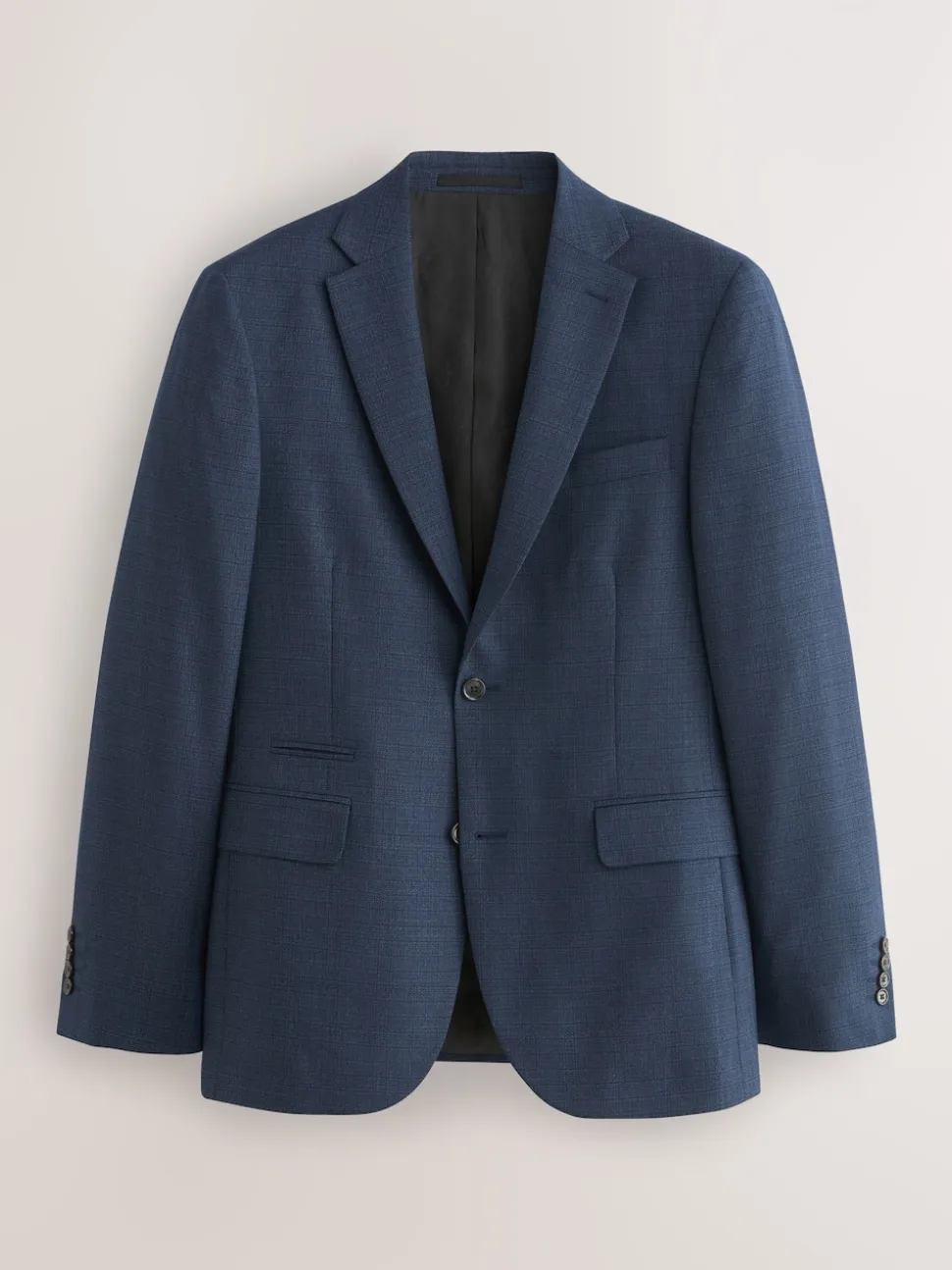 Blue Slim Fit Textured Wool Blend Suit Jacket