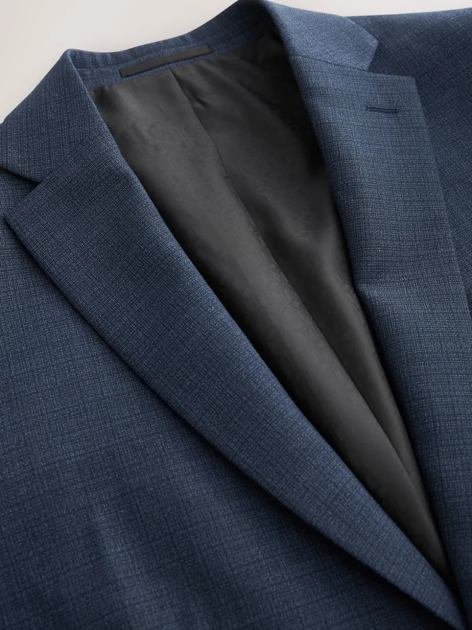 Blue Slim Fit Textured Wool Blend Suit Jacket