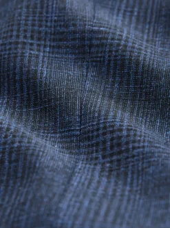 Blue Slim Fit Tollegno Linen Blend Check Suit Jacket