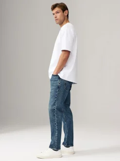 Blue Slim Fit Vintage Wash Denim Jeans
