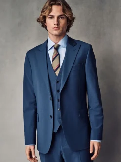 Blue Slim Fit Wool Blend Motionflex Suit Jacket