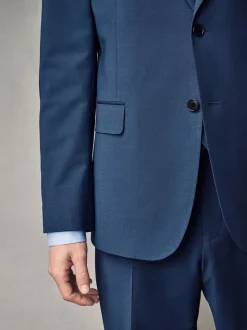 Blue Slim Fit Wool Blend Motionflex Suit Jacket